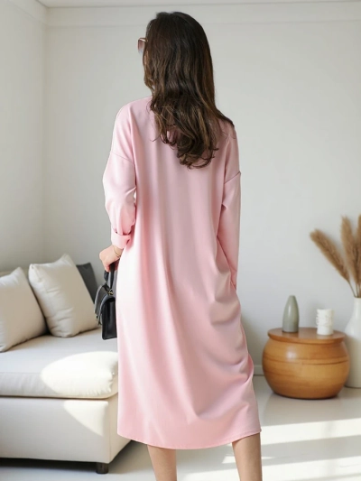 Royalfashion Damen Midi-Kleid Stoff oversized mit Blume