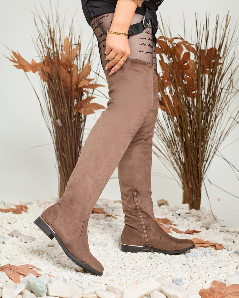 Royalfashion Brown Women's Tall Elegant Boots