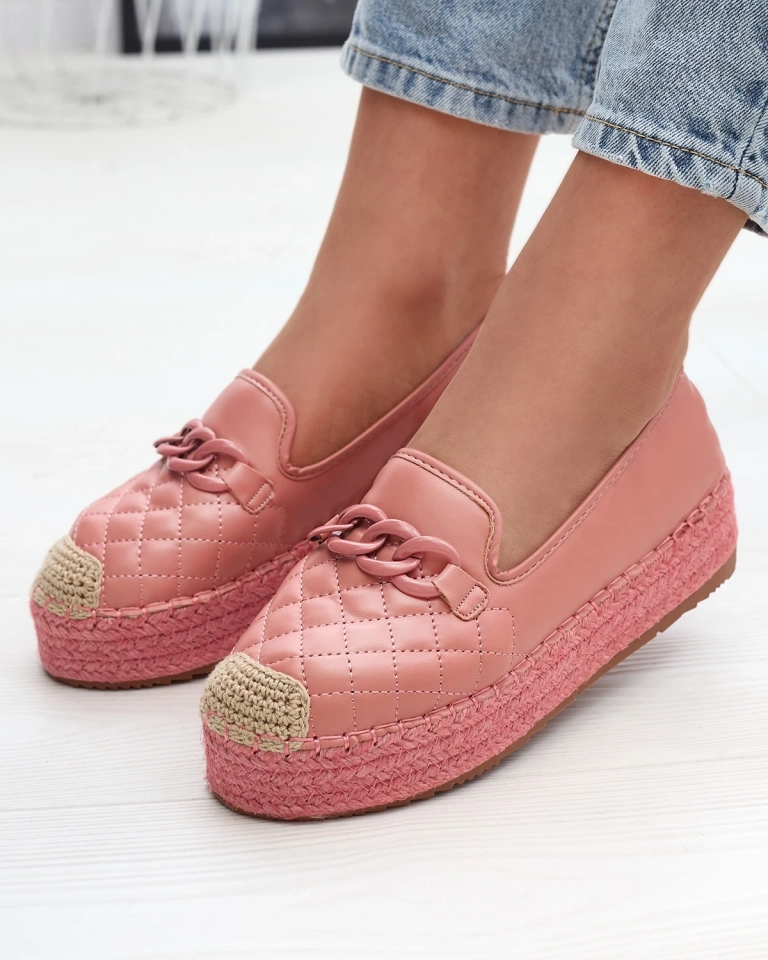 Damen verschönerte Plateau-Espadrilles in rosa Keliga - Schuhe