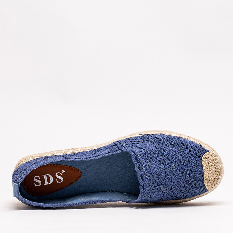 Blaue Damen-Espadrilles mit Lochmuster auf Plateau Ezerra - Schuhe