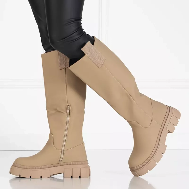 OUTLET Beige Damenstiefel bis zur Mitte der Wade Oledd- Footwear