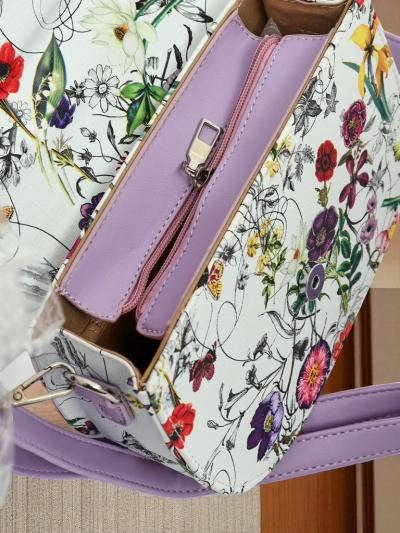 Royalfashion Kleine Damenhandtasche aus Öko-Leder mit Blumenmuster Ori Elle
