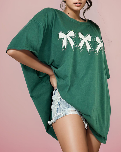 Royalfashion Damen-T-Shirt mit Schleifenaufnäher