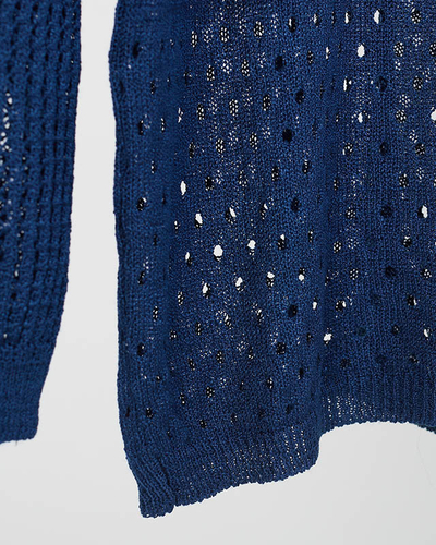 Marineblauer durchbrochener Damenpullover - Kleidung