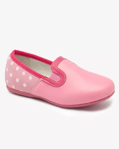 Rosa Halbschuhe für Mädchen aus Ökoleder mit Erbsenprint Rellme- Footwear