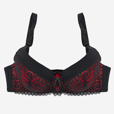 Schwarz-roter Push-up-BH aus Spitze für Damen - Dessous