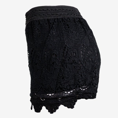 Чорні жіночі короткі шорти, прикрашені мереживом - Штани 1