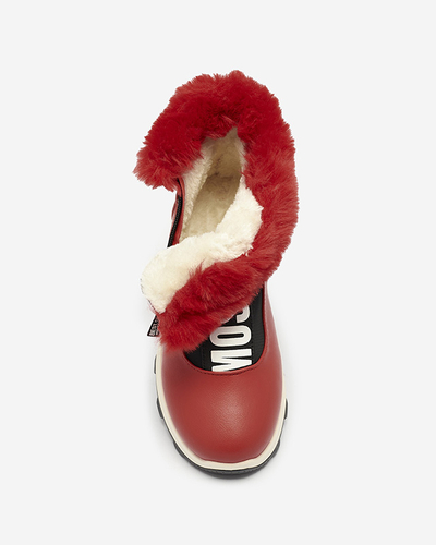 Rote isolierte Damenstiefel mit Fell Scherr- Footwear