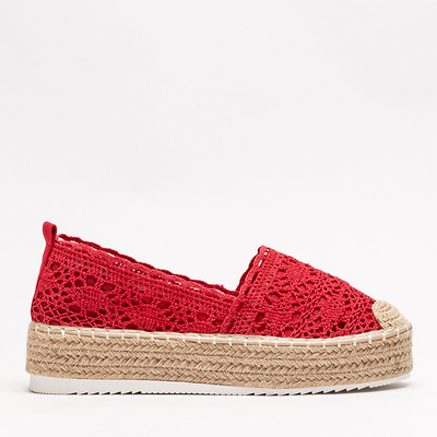 Rote Damen-Espadrilles mit Lochmuster auf Plateau Ezerra - Footwear