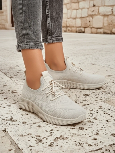 Aurelia Beige Royalfashion - Beige Damen-Sneakers Stoff zum Schnüren