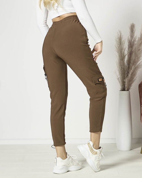 Коричневі жіночі бойові штани з ланцюжком - Одяг