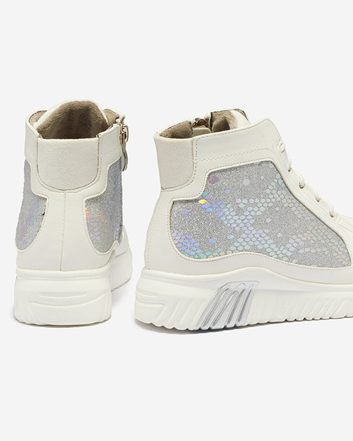 Білі чоботи зі сріблястими вставками для дівчаток Ibersi