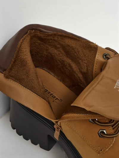 Damen Stiefeletten Öko-Wildleder mit Blockabsatz und Plateau Tavlissa