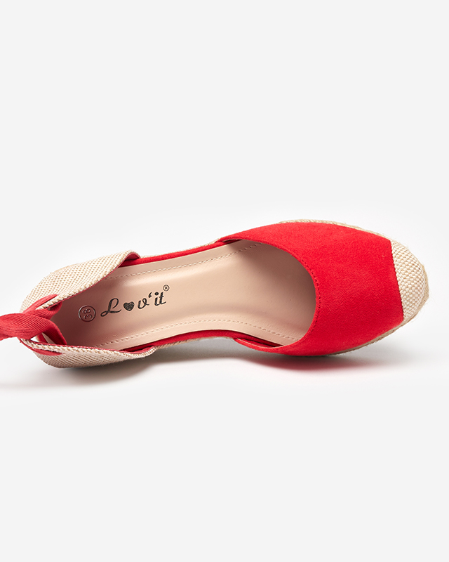 Rote Damensandale mit Keilabsatz Nereda - Sandalette