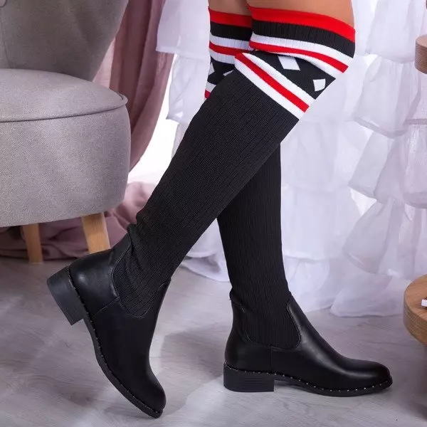 OUTLET Schwarze Stiefel a'la flache Socke Salvia- Schuhe