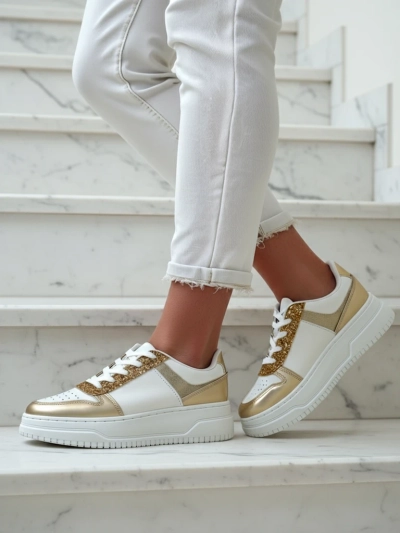 Bella Glamour Goldene Damen-Sneakers