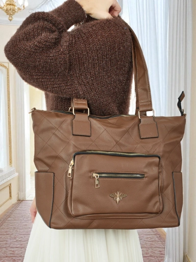 Damen Shopper Handtasche Öko Leder gesteppt Marvaya