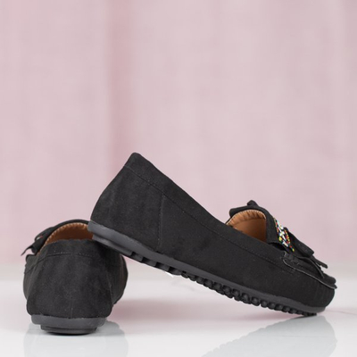Schwarze Mokassins mit Kaddo-Fransen - Schuhe