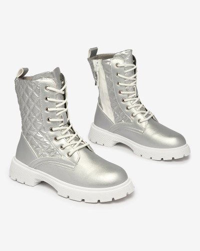 OUTLET Royalfashion Damen Schnürstiefel mit Silberprägung Leffga