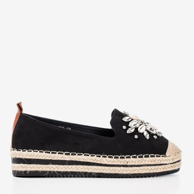 Schwarze Espadrilles auf einer Plattform mit Kristallen Mraque - Footwear 1