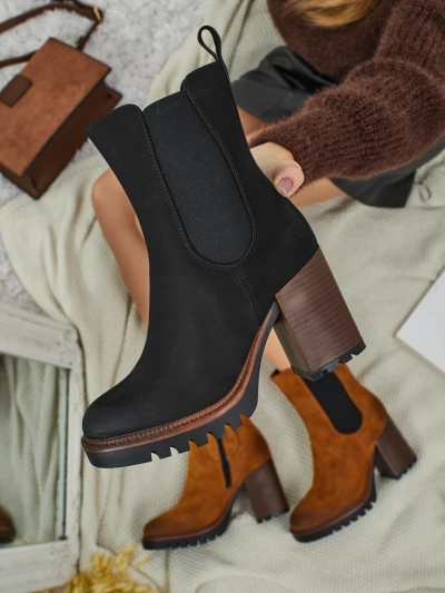 Damen Stiefeletten Soreya aus Wildlederimitat mit Blockabsatz