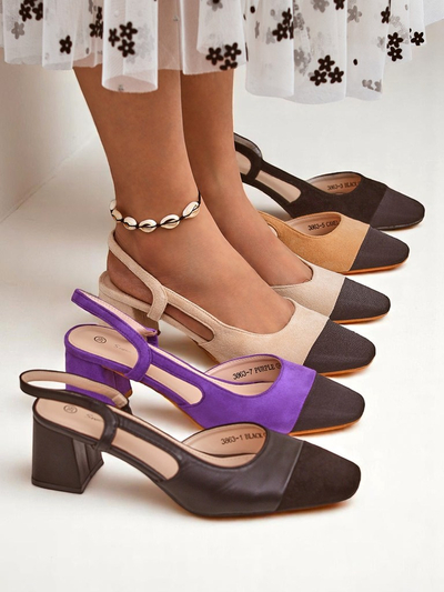 Royalfashion Damen Pumps mit niedrigem Absatz und dekorativer Spitze Eleganzo