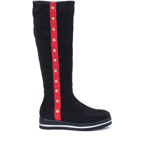 Czarne kozaki na platformie An - Obuwie