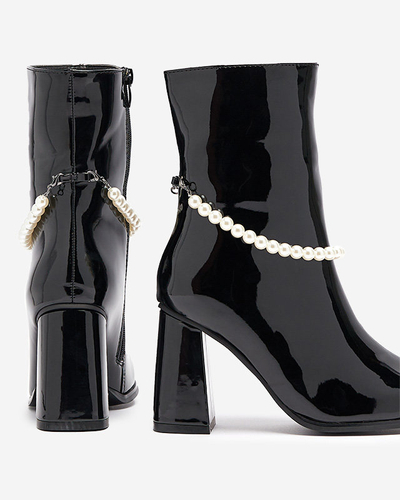 Schwarz lackierte Damenstiefel mit hohem Schaft Rassla- Footwear