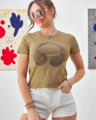 Royalfashion Damen Baumwoll-T-Shirt mit Musik-Sprech-Druck