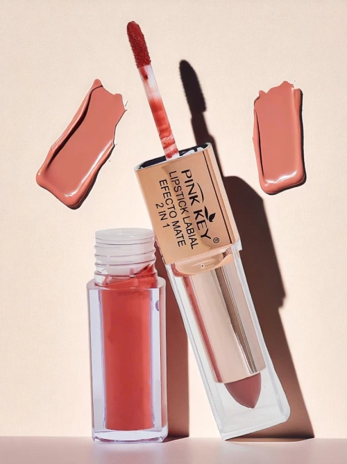 Матова помада у стіку та рідкій формі 2-в-1 Карамельне латте