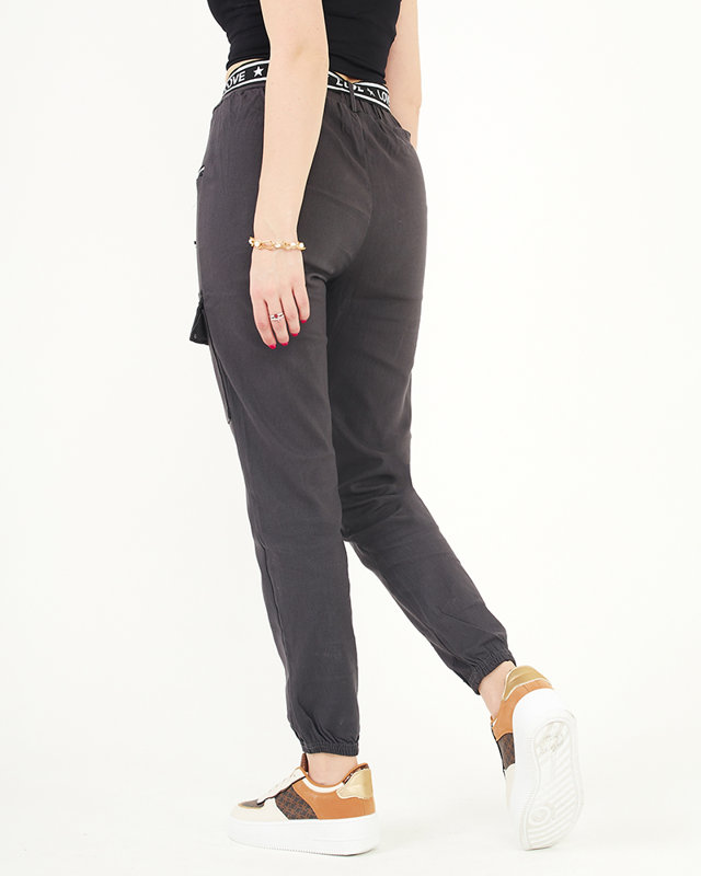 Dunkelgraue Damen-Cargohose mit Taschen - Kleidung