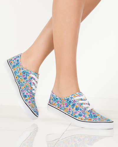 OUTLET Blaue Damensneaker mit Blumen Sertoli - Schuhe