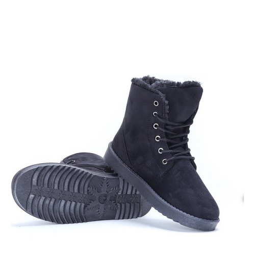 Czarne botki ocieplane Gretta - Obuwie