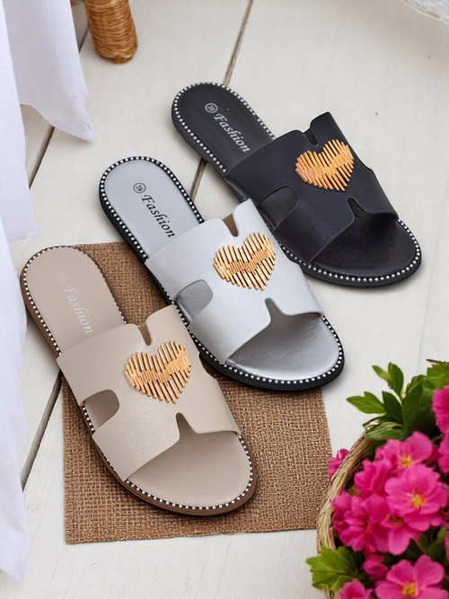 Royalfashion Жіночі шльопанці на плоскій підошві Heart Chic