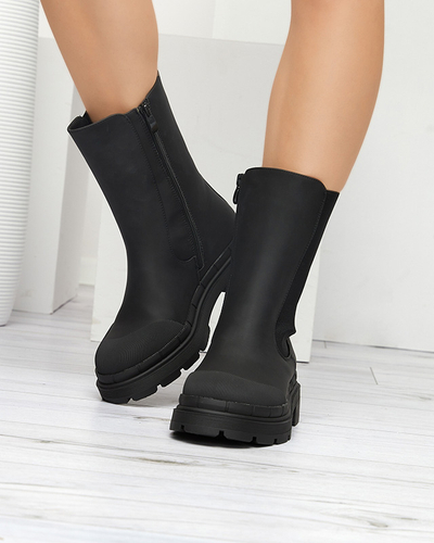 Schwarze matte hohe Damenstiefel Namrid- Footwear