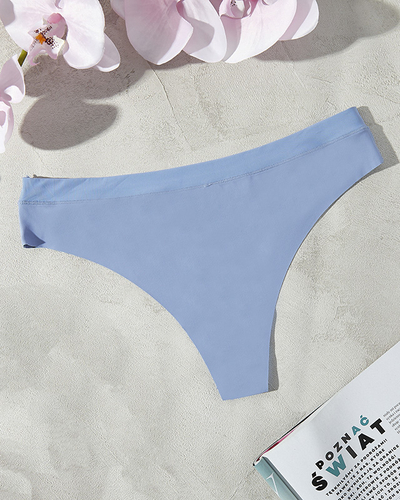 Blauer Damen-Tanga-Slip im Lasercut-Verfahren - Unterwäsche