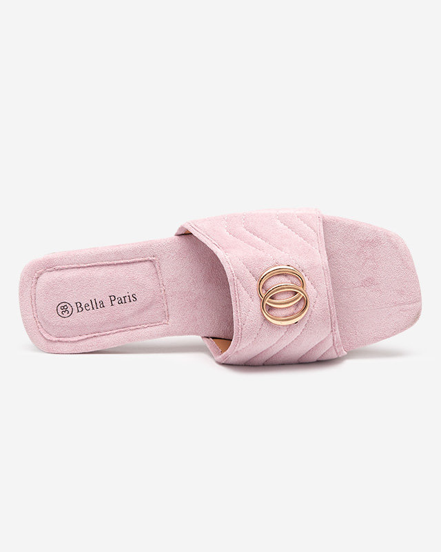 Violette Damen-Slipper aus Öko-Wildleder mit goldener Verzierung Fanico - Footwear