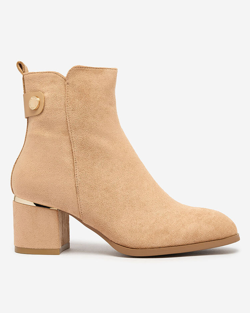 Royalfashion Жіночі черевики на низькій шпильці світло-коричневого кольору Dogdas