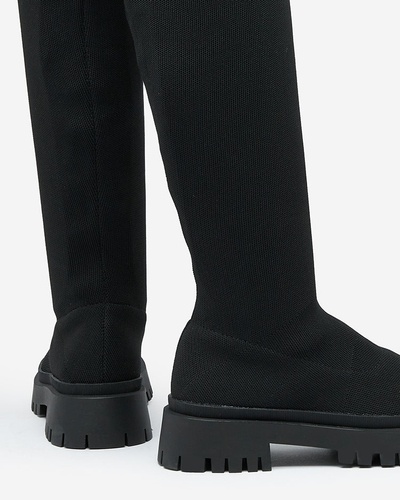 Royalfashion Schwarzer Damenstiefel zum Hineinschlüpfen Radgitas
