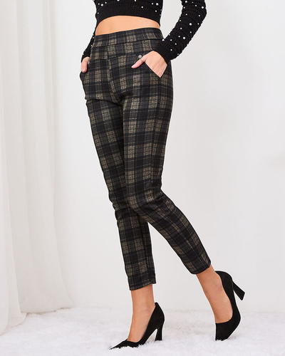 Royalfashion Grau-braune isolierte Karo-Treggings für Damen