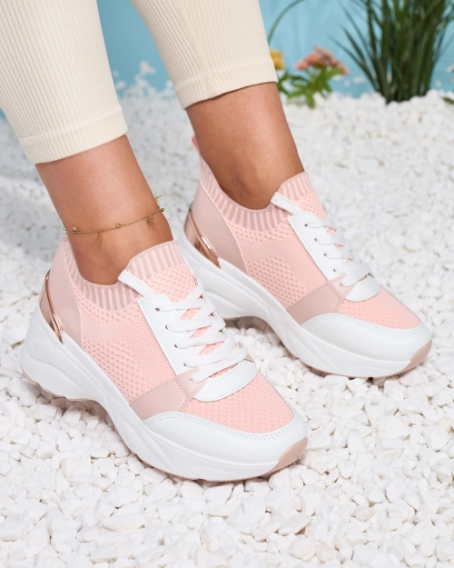 Рожеві жіночі кросівки спортивні на підборах Ezetta- Footwear