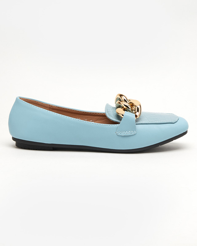 Blaue Damen-Slipper aus Kunstleder mit Kette Flamii - Footwear