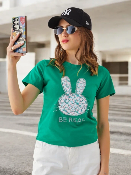 Royalfashion Жіноча бавовняна футболка Bunny Say Be Real
