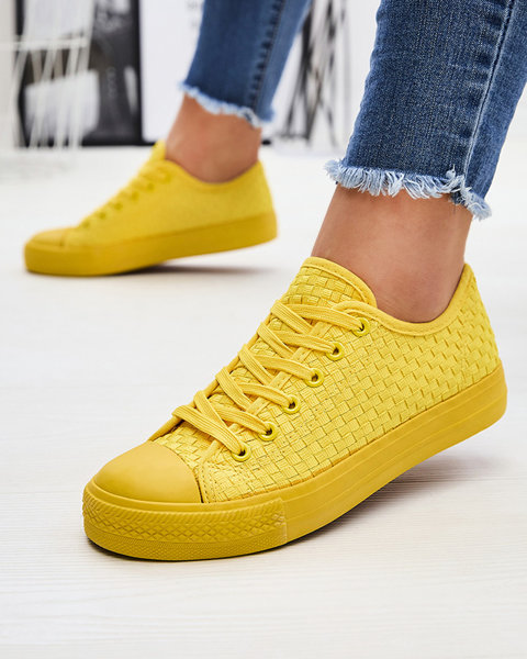 Gelbe Damen Turnschuhe mit Prägung Aklina - Schuhe