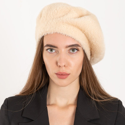 Beige Damen-Barett für den Herbst - Mützen