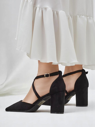 Royalfashion Damen‑Pumps aus Öko‑Kunstwildleder mit Kanastru‑Riemen