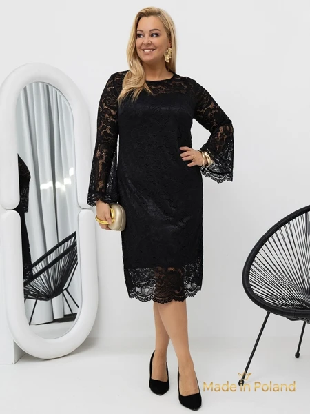 Elegantes Damen-Midikleid aus Spitze mit weiten Ärmeln Kiss Star