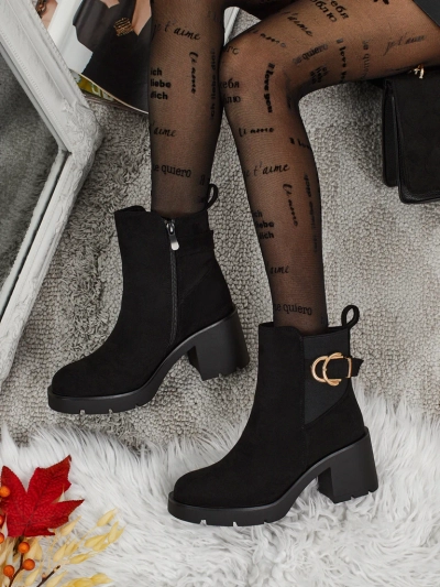 Damen Stiefeletten Solenya aus Wildlederimitat mit Blockabsatz