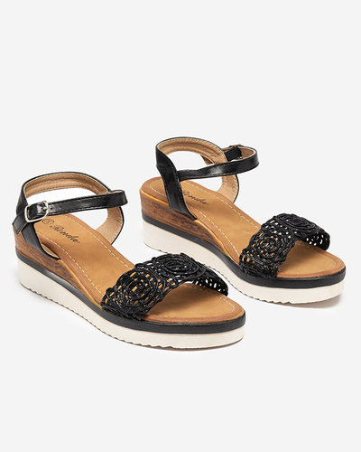 Schwarze Damensandalen auf dem durchbrochenen Keil Jofasa - Schuhe