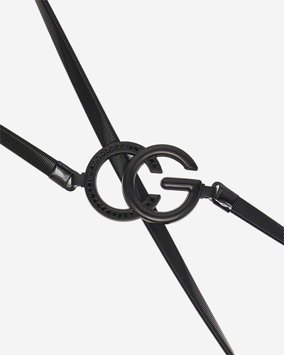 Чорний еластичний жіночий ремінь на кліпсі